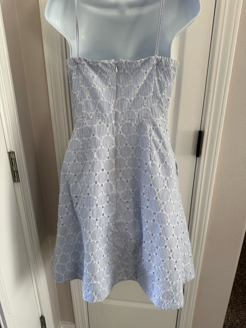 Banana Republic Light Blue and White Striped Eyelet Dress - Picture 2 of 7